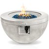 Serenelife Propane Gas Fire Pit Table - 40,000 BTU Round Gas Firepits with Cover for Outside SLFPBAL